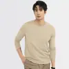 Camiseta de Manga Larga para Hombre de Algodón Modal Tencel, Nuevo Estilo Otoño 2026, Blanca, Top Versátil de Capa Base para Primavera y Otoño