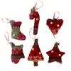 Colgante pequeño de tela tejido navideño estrella navideña calcetín navideño bastón corazón colgante decoración de árbol de Navidad
