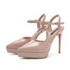 1233-15 Sandalias de Plataforma Impermeables Puntera Cerrada Talón de Aguja Apuntado Vacías Atrás Zapatos de Mujer Tacón de 12 cm Zapatos de Mujer Individuales Primavera y Verano