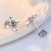 Tiktok Pinduoduo personalidad simple hoja de la suerte hierba circón joyería para orejas pendientes chapados en plata elegantes combinan con todo lindos pendientes de botón
