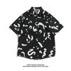 Camisa de Manga Corta Estilo Tailandia Hong Kong para Hombres y Mujeres Pareja Verano Holgada Delgada Hawaiana Playa Floral Media Manga Flor