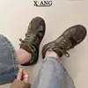 Zapatos de mujer de cuero que hacen que los pies parezcan más pequeños, zapatillas de entrenamiento alemanas estilo ballet retro con bloques de color, versátiles, cómodas zapatillas casuales, zapatos de Forrest Gump