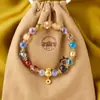 Pulsera de Ágata Corazón de Azúcar Estilo Punto Turístico de Pekín, Joyería Budista Cultural y Creativa, Pulsera Deslumbrante Clara como el Hielo