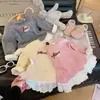 Mono de Felpa Grueso de Color Brillante Versátil de Koala para Niños de Invierno, Ropa Interior Térmica de Encaje para Niñas
