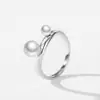 Anillo de Plata de Ley S925 Estilo Francés Nuevo Diseño con Incrustación de Perla para Mujer, Lujoso, Elegante, Diseño Versátil, Joyería de Mano de Alta Gama
