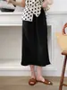 Nueva Falda de Acetato Imitación Estilo Chino para Mujer Verano Drapeado Falda Exterior Negra Verano 2024