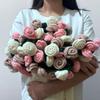 Manta con Ramo de Rosas Terminada Manta de Flor para Siesta en la Oficina Grupo de Lana Manta Tejida a Mano para Regalo de Novia
