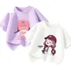 Camiseta Feminina Verão Roupas de Verão para Meninas Gola Redonda Casual Manga Curta Camiseta Top Novo Estilo 2026 Infantil Estilosa Algodão Puro Manga Curta