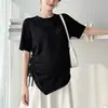 [Personalizado] Roupa de Maternidade Cordão Irregular Cor Sólida Camiseta Verão Novo Estilo Solta Emagrecimento Versátil Tendência Manga Curta Camiseta