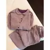 Conjunto de pijama a cuadros morado taro estilo coreano retro para mujer, colección otoño 2026, manga larga, pantalón largo, ropa de estar en casa, talla grande, adecuado para usar fuera