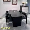 Mesa de Comedor y Silla de Pizarra Negra de Lujo Ligero Moderno Combinación de Mesa de Comedor Estilo Italiano Mesa de Comedor para el Hogar Rectangular Apartamento Pequeño Simple