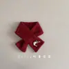 Bufanda Roja de Lana para Niños de Año Nuevo y Navidad, Calentador de Cuello Cruzado Cartoon Lindo Resistente al Viento Cálido de Otoño e Invierno para Niños y Niñas