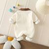 Mono de manga larga de moda estilo coreano para bebés y niños pequeños, para salidas, lindo diseño de dibujos animados, nuevo traje de una pieza para gatear