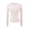 Camiseta Básica Sencilla Versátil Cuello Redondo Hombro Normal Manga Larga Otoño Nuevo Estilo Moda Versátil Corte Ajustado Color Sólido Camiseta Base
