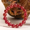 Pulsera de Cristal de Fresa Rojo Sangre de Paloma para Mujer Tipo Hielo Pulsera con Cuentas de Cristal de Fresa