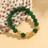 Pulsera de Oro Duro Imitación 3D 99 Conservación del Color Oro Arena Vietnamita Pulsera Valiente para Hombre Passepartout Obsidiana De Larga Data
