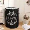 Cubo de lino imitación EVA inglés redondo grande de algodón y lino cesta de almacenamiento de tela japonesa cubo para ropa sucia 1070
