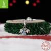 Alegría Navideña Colgante Pequeño Tres en Uno Árbol de Navidad Chapado en Platino Creativo DIY Pulsera de Moda con Cuentas Accesorios para Collares