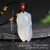 Colgante de Calcedonia Blanca Luna Blanca Buda Guanyin Transparente como el Hielo Hebilla de Paz de Ágata Colgante de Jade Nube de la Fortuna Candado de Jade