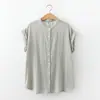Camisa de Algodón de Gasa de Doble Capa Estilo Japonés, Suave y Cómoda, Manga Raglán para Mujer, Nuevo Top a Cuadros Versátil y Holgado para Mujer