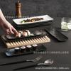 Plato rectangular creativo de cerámica con cambio de horno estilo japonés, plato para sushi de hotel, plato para pescado doméstico, plato para cena, vajilla, fábrica mayorista