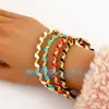L50 Q35 S64 Pulsera de Moda Europea y Americana con Goteo de Aceite y Incrustaciones de Diamante, Exquisita Pulsera de Puño de Moda con Circonita Arcoíris