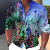 Camisa de otoño para hombre de Europa y América, nueva, colorida, impresión digital 3D, moderna, manga larga, cuello mao
