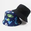 Sombrero de pescador de doble cara con estampado de grafiti transfronterizo para hombres y mujeres, sombrero tipo cubo con protección solar, sombrero casual moderno para exteriores
