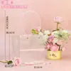 Presente transparente Bolsa de flores portátil Bolsa de presente de mão Bolo Sobremesa Quadrado Saco de embalagem de buquê de barraca Dia dos namorados