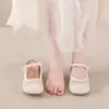 Zapatos Mary Jane Tejidos de Malla para Mujer, Nuevo Modelo Verano 2026, Aumentadores de Altura, Transpirables, Tira Única, Tacón Grueso, Mules de Punta Cerrada