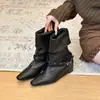 Botines retro cuadrados decorativos de cuero suave estilo coreano para otoño e invierno, estilizan y son versátiles, con tacón grueso y tacón bajo, botines de moda para mujer
