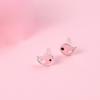 Pendientes mini con diseño de pájaro rosa, esmaltados en cobre y plata, estilo coreano, estilo Mori, estilo fresco, joyería para mujer.