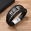 Nuevos Productos Transfronterizos Estilo Retro Europeo y Americano Varios Listos para Usar Estrella de Cinco Puntas Moda Versátil Multicapa Hechos a Mano Pulseras para Hombre