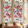 Xc9012 Laser Colorido Rosa Flor de Pessegueiro Folhas Verdes Porta de Vidro e Janela de Sala de Estar Adesivos de Decoração Eletrostático Exportação Atacado
