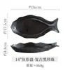 Plato creativo de pescado estilo japonés, plato de cerámica para pescado al vapor, plato con forma de pez, vajilla para el hogar, plato de gran capacidad para col china y pescado hervido, estilo vintage