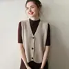Hongmi Apparel/baby100 Colete de Lã para Mulheres Gola V Sem Mangas Tricô Versátil Jaqueta Colete Sem Mangas