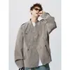 Marca de moda de calle estilo americano, chaqueta de cuero desgastada y descolorida, chaqueta bomber corta casual versátil de cuero PU para hombre de otoño