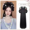 Peluca Hanfu con Diadema Integrada, Peinado Recogido Estilo Antiguo, Base de Peluca Tradicional para Peinado Hanfu de la Dinastía Ming