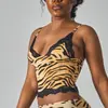 Top de encaje Transfronterizo Sexy Estampado de Leopardo Encaje Profundo en V Sin tirantes Inalámbrico Sujetador de Moda Ropa interior Amigable con la piel y Cómodo para Mujeres