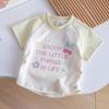 Camiseta de manga corta con estampado de letras de bebé, estilo coreano, estilo universitario de verano para niñas, 2025