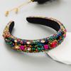 Accesorios para el cabello para el hogar más vendidos transfronterizos estilo coreano esponja de diamante de color con diadema de diamantes diadema barroca europea y americana borde ancho pedrería