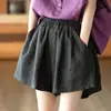 Pantalones casuales retro de algodón y lino para mujer, con cintura elástica, efecto adelgazante, pierna ancha, bordado artístico, corte holgado y diseño versátil para el verano