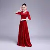 Vestido de coro 2019 nuevo disfraz de terciopelo para coro de adultos canción roja manga media música folclórica actuación de erhu disfraz femenino