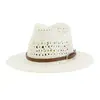 Sombrero de sol para viajes al aire libre para hombres y mujeres de primavera y verano, nuevo sombrero de paja jazz tejido a mano LSGCMDJS019