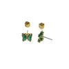 Brincos Novos Estilo Moda Luxo Leve Feminino Cobre Incrustado Zircônia Esmeralda Borboleta Elegante com Plug de Orelha Banhado a Ouro Real