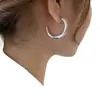 Aretes Retorcidos en Forma de C Cepillados Plateados, Retro, Sencillos, Lujo Accesible, Gama Alta, Estilo Fresco, Aretes y Pendientes Versátiles