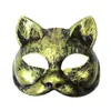 Máscara de Gato de Media Cara para Baile de Halloween Estilo Punk Retro Máscara de Plástico Accesorios de Disfraz para Fiesta de Cumpleaños