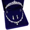 Novo Conjunto de Headwear para Palco de Casamento Moda Coreana Coroa de Strass Pente de Cabelo Colar Brincos Conjunto de Três Peças
