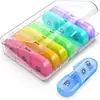 Caja de Pastillas Arcoíris de 21 Compartimentos para Amazon Transfronterizo, Caja de Pastillas de 21 Compartimentos para Siete Días a la Semana, Caja de Pastillas de Plástico Portátil con Compartimentos