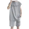 Traje Deportivo para Hombre Verano Delgado de Moda Marca Casual Chaleco Holgado Pantalones Cortos de Manga Corta Conjunto a Juego para Jóvenes Fitness